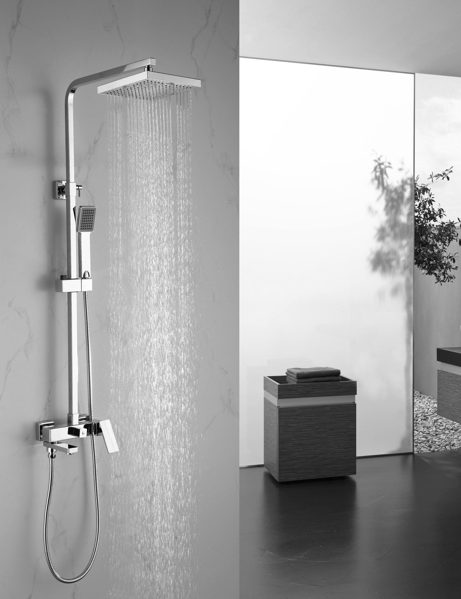 Modern shower B&W