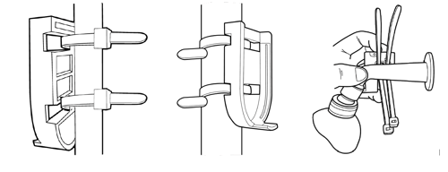 ShowerStar unit clipped into its mounting cradle on the shower pipe